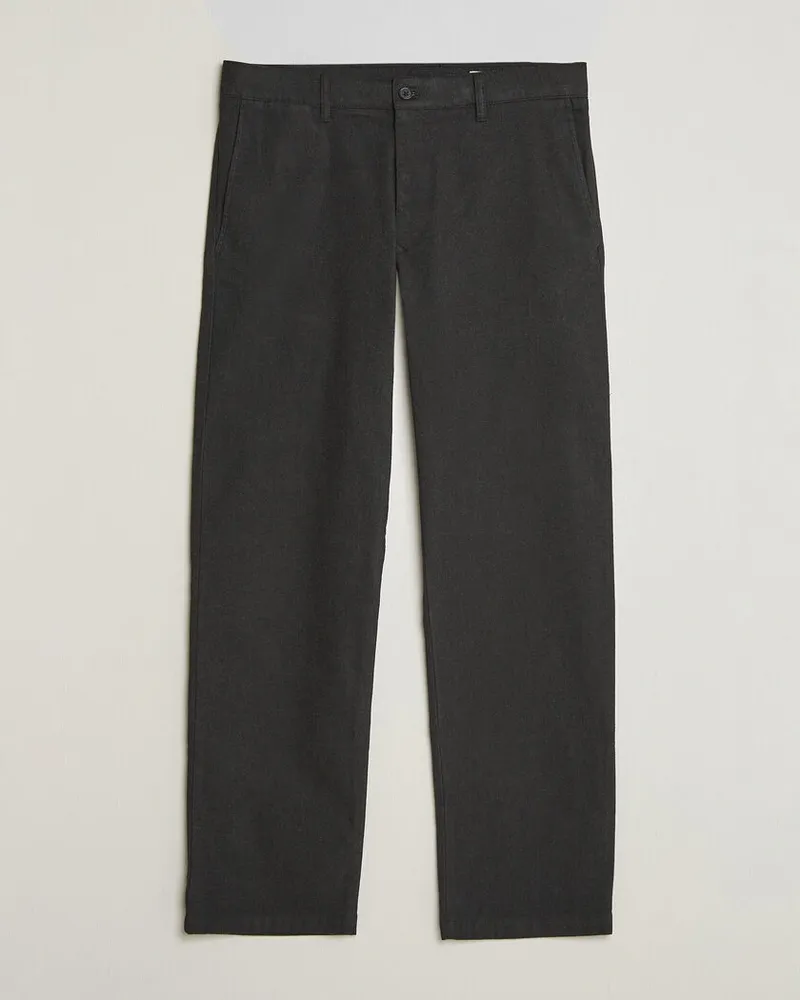 NN 07 Aden Brushed Cotton Trousers Black Multi Schwarz