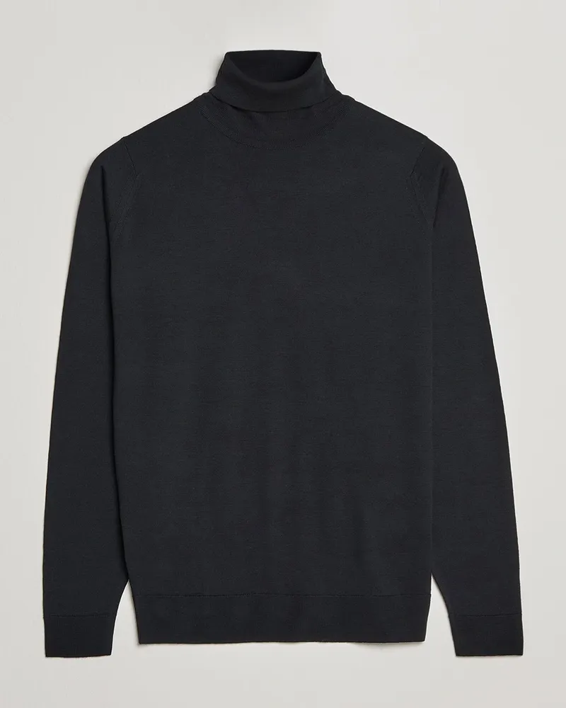 John Smedley Cherwell Extra Fine Merino Rollneck Black Schwarz