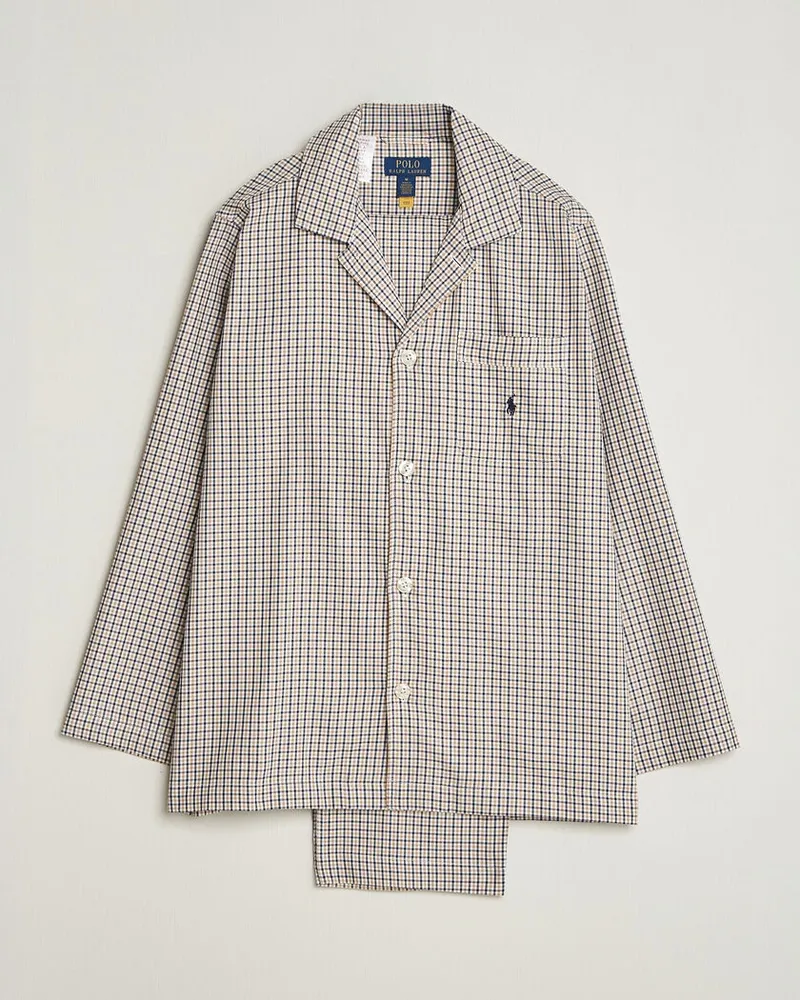 Ralph Lauren Pyjamas Set Khaki White Multi Mehrfarbig