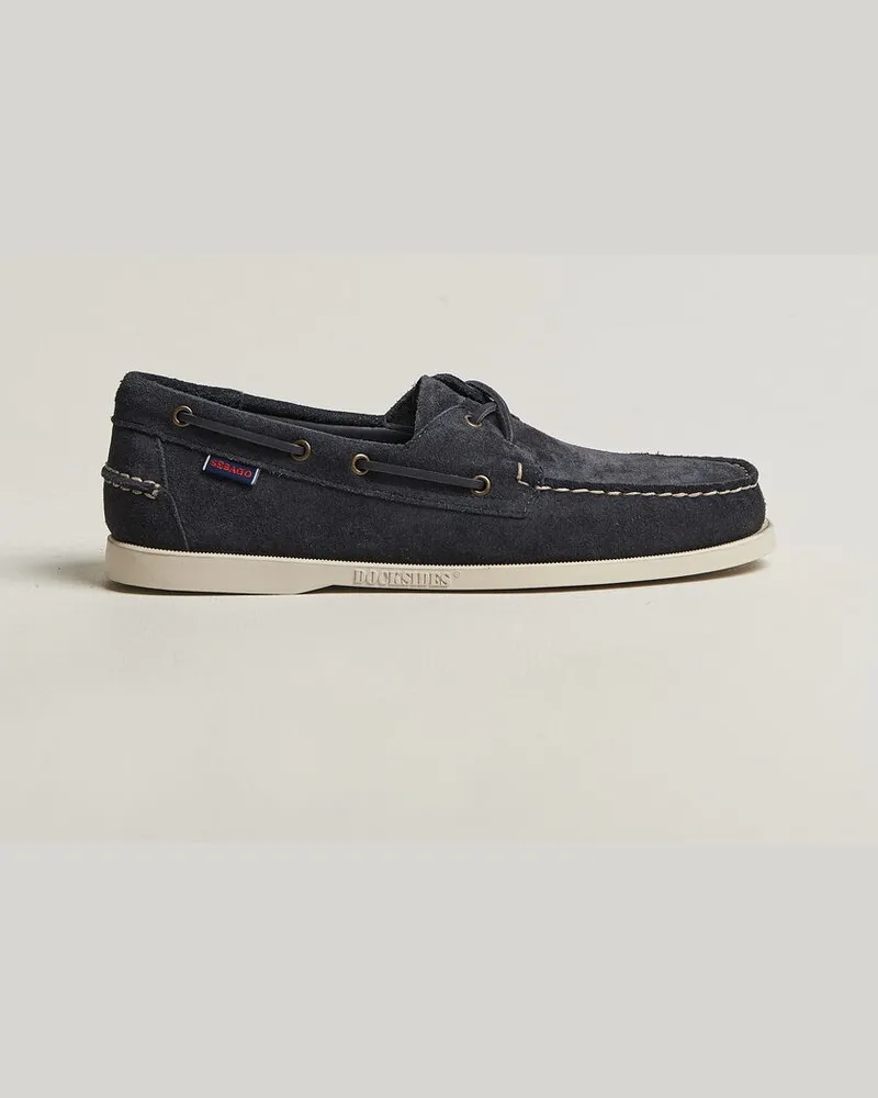 Sebago Docksides Suede Boat Shoe Blue Navy Blau