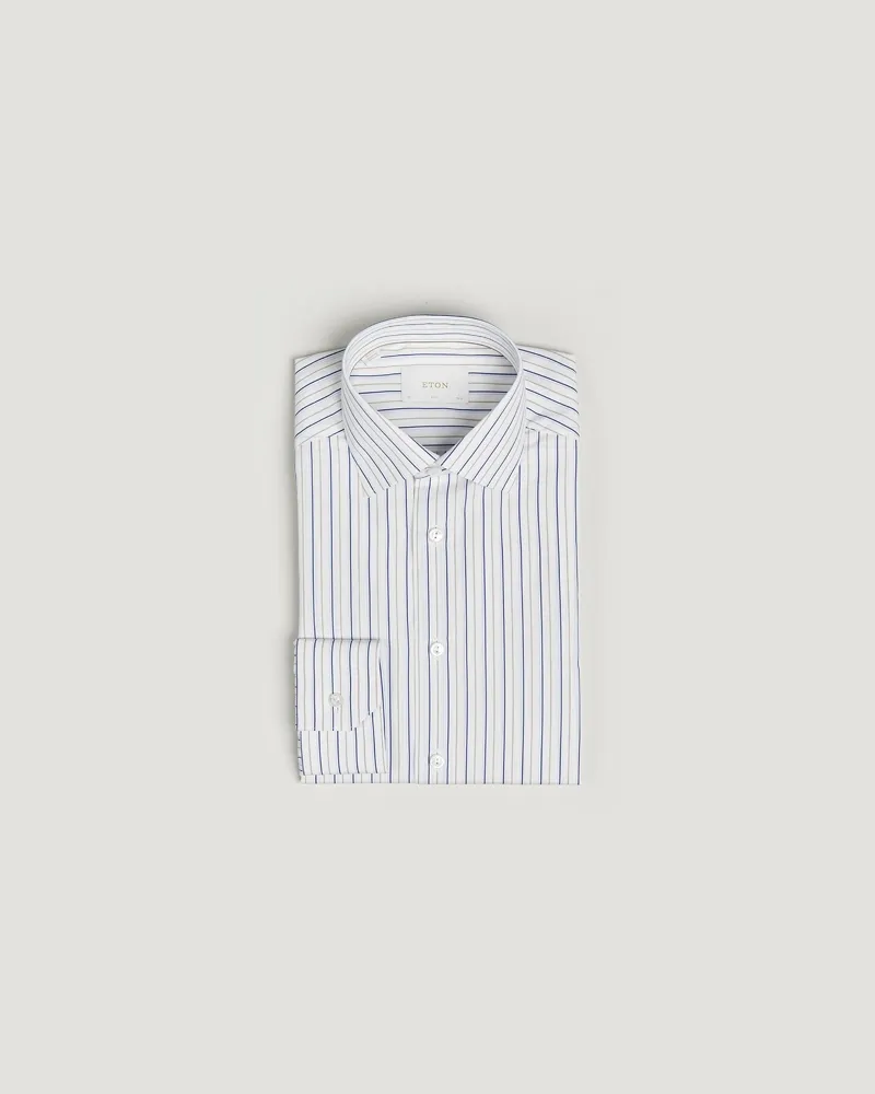 Eton Slim Fit Striped Supima 120 Shirt White Weiß