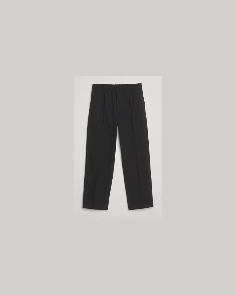 Kitsuné Cotton Twill Pleated Drawstring Trousers Black Schwarz