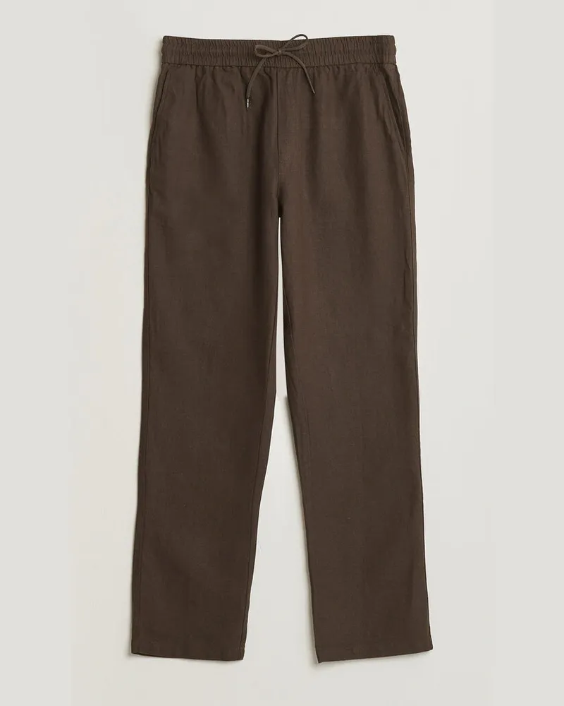 LES DEUX Patrick Heavy Linen/Cotton Pants Brown Braun