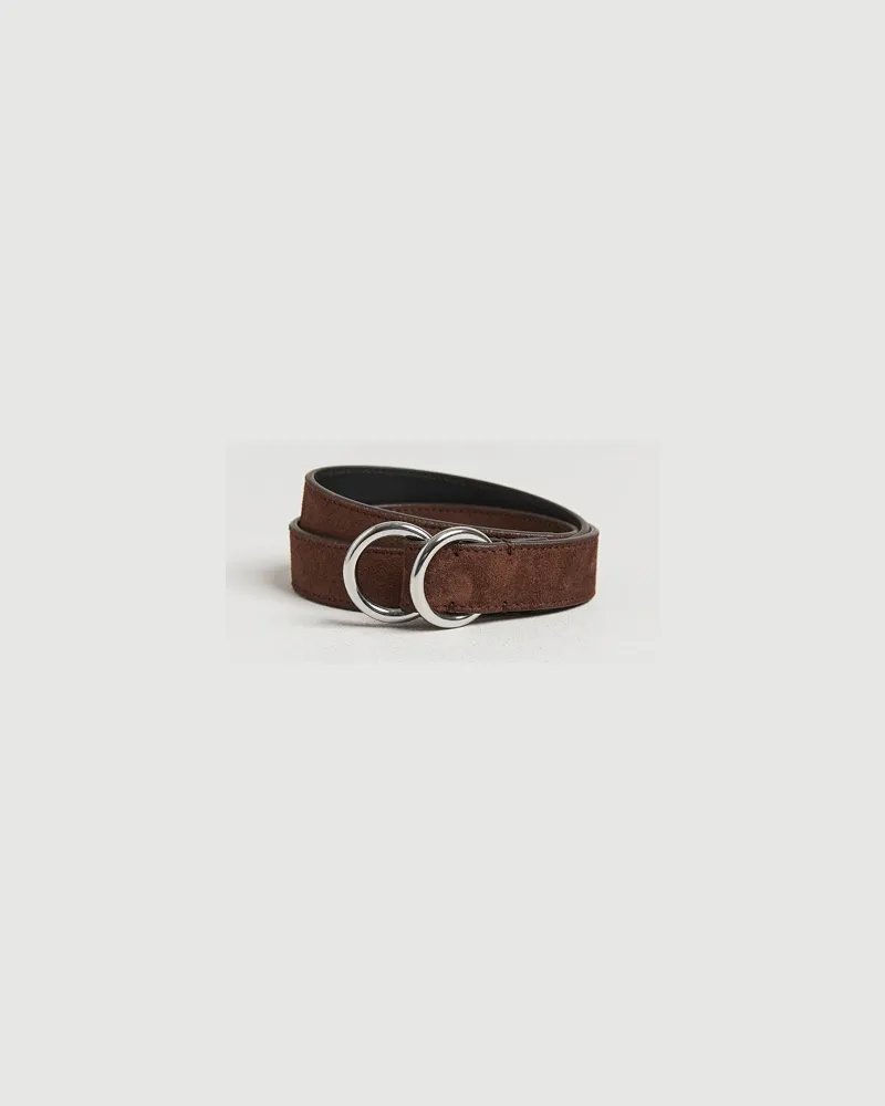 Ralph Lauren Ring Belt Dark Brown Suede Schwarz