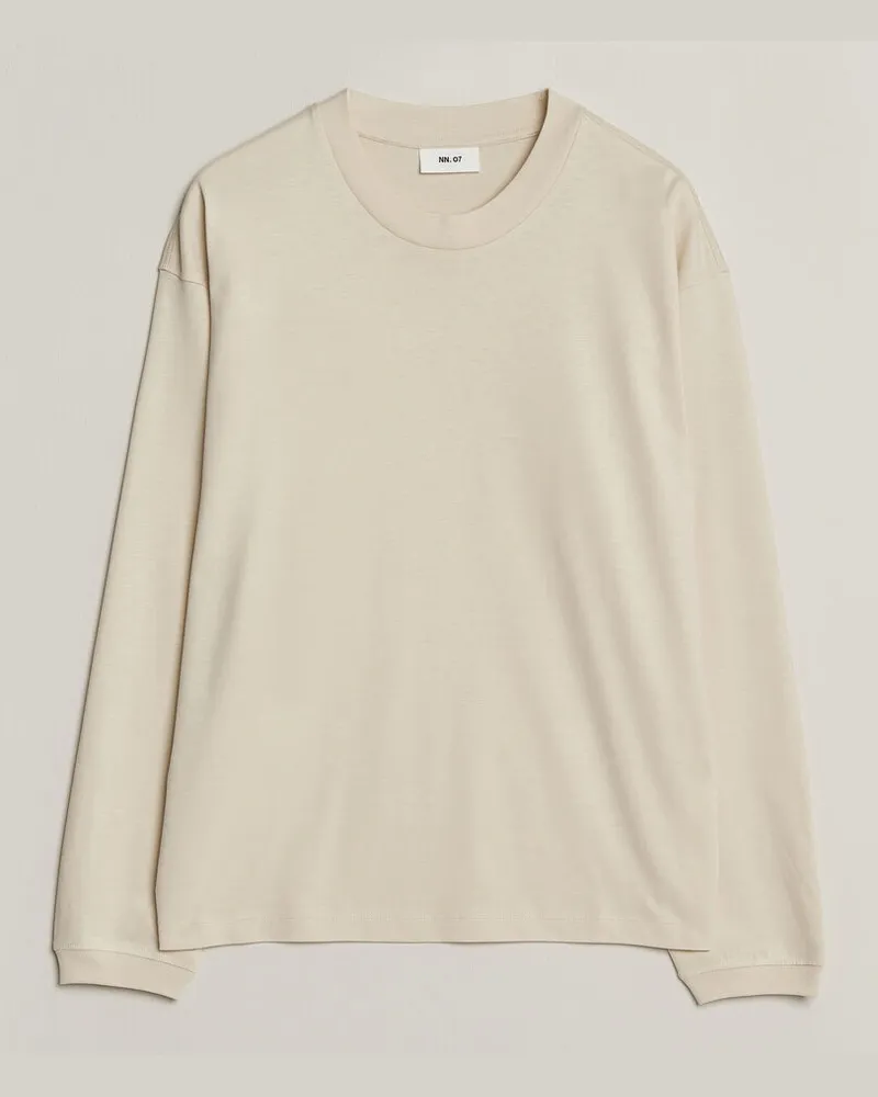 NN 07 Lionel Suvin Cotton Long Sleeve T-Shirt Ivory Weiß