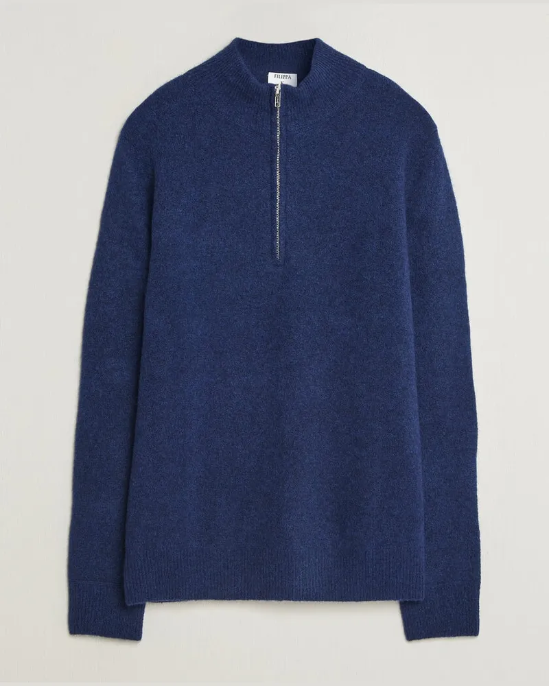Filippa K Andrew Yak Knitted Half Zip Deep Blue Blau