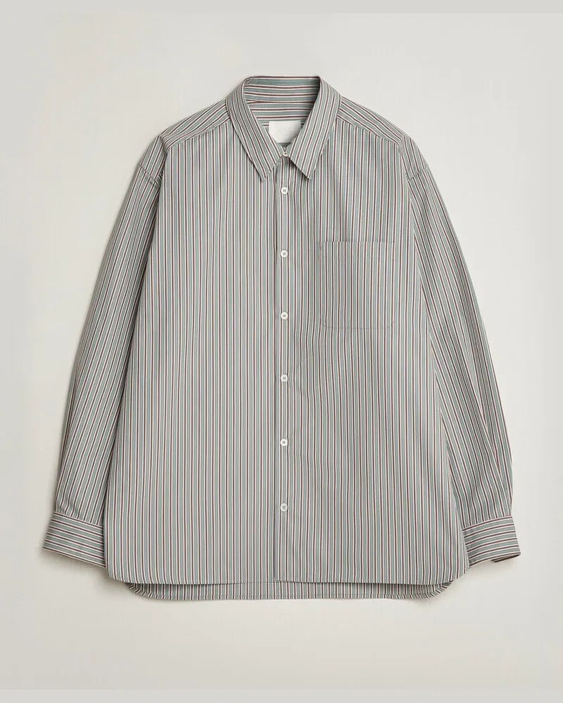 A.P.C. Malo Cotton Striped Shirt Almond Green Grün