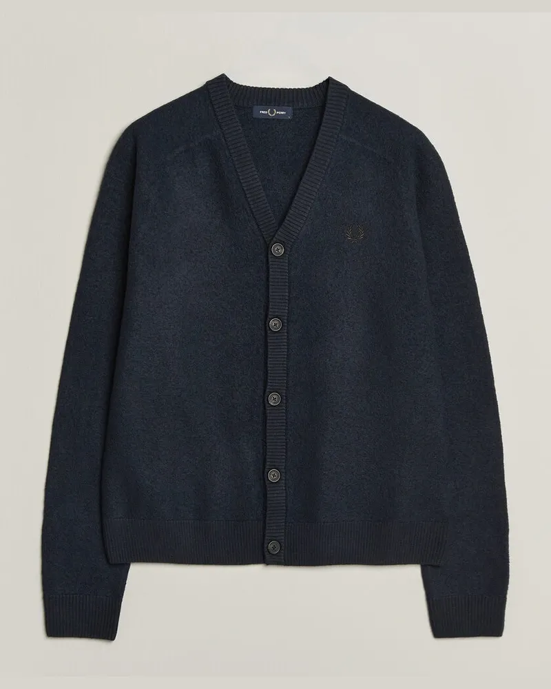 Fred Perry Wool Saddle Sleeve Cardigan Navy Blau