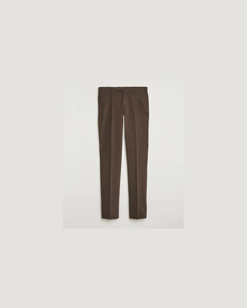 Incotex Slim Fit Cotton Stretch Chinos Dark Brown Braun