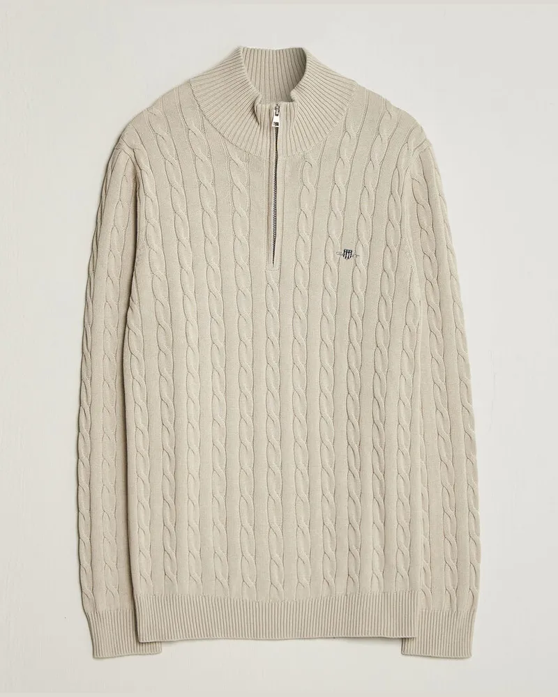 Gant Cotton Cable Half Zip Clay Beige Beige