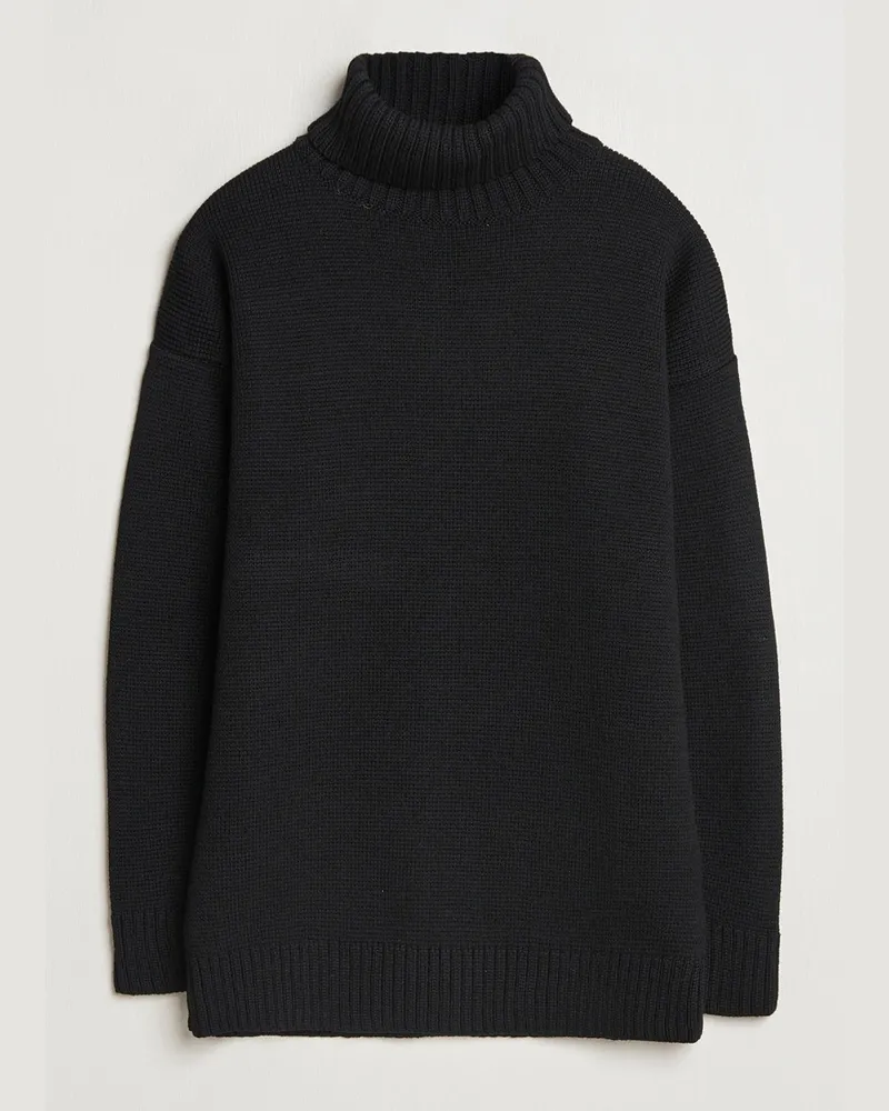 Gloverall Submariner Chunky Wool Rollneck Black Schwarz