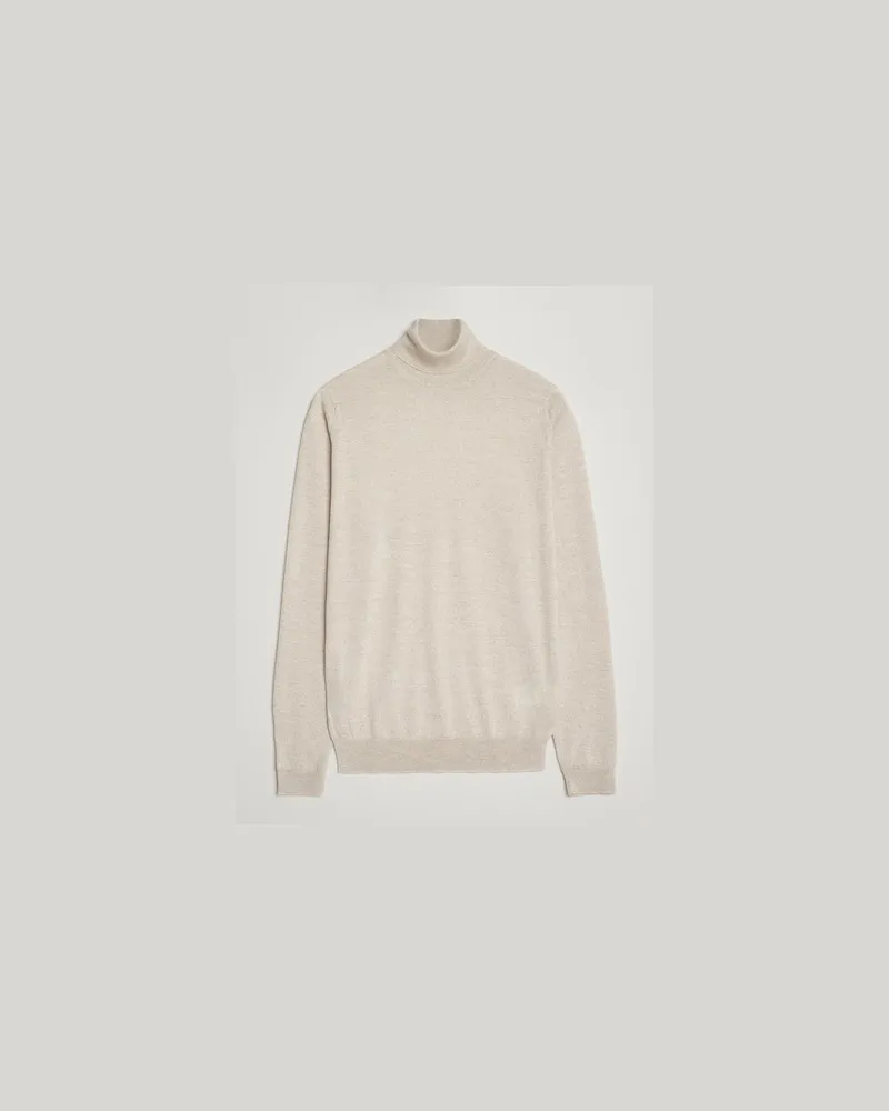 John Smedley Cherwell Extra Fine Merino Rollneck Grey Fleece Beige