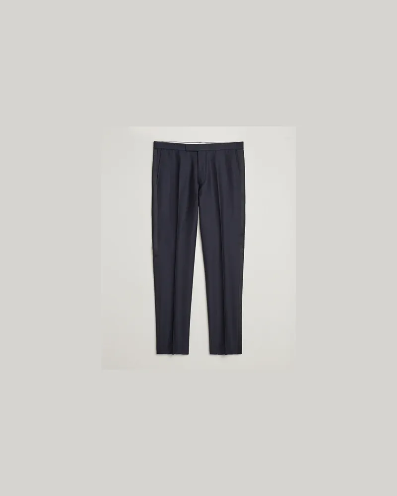 Oscar Jacobson Denz Wool Tuxedo Trousers Navy Blau