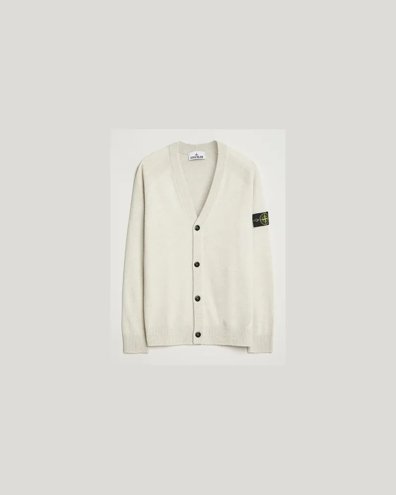 Stone Island Knitted Geelong Wool Cardigan Ivory Melange Beige