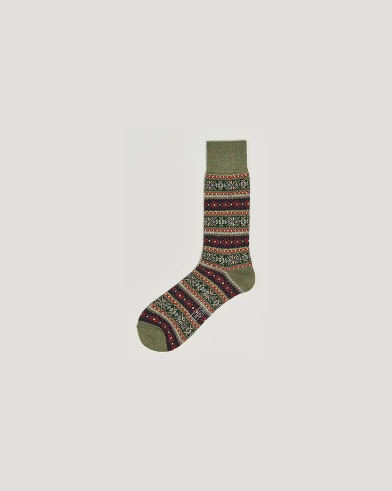 Ralph Lauren Fair Isle Sock Loden Heather Grün