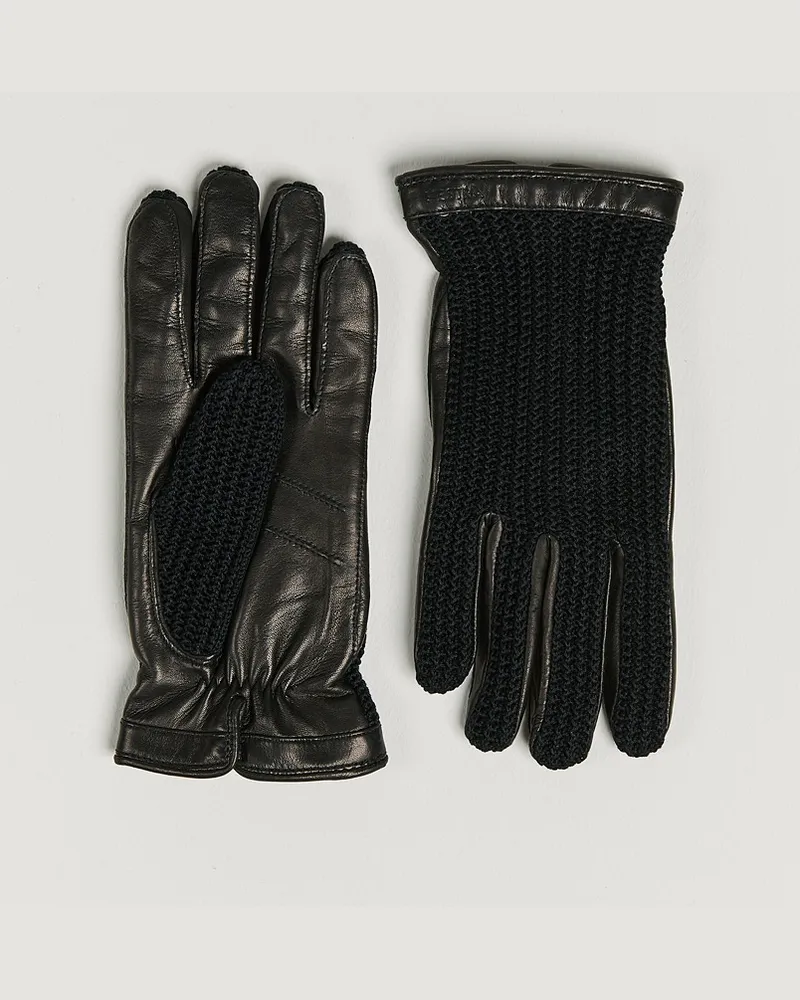 Hestra Adam Crochet Wool Lined Glove Black Schwarz
