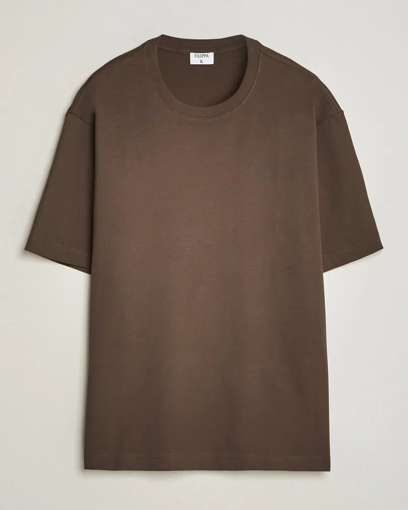 Filippa K Heavy Cotton Crew Neck T-Shirt Golden Brown Braun