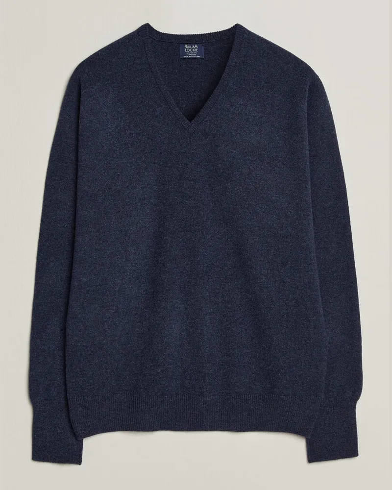 William Lockie Rob Lambswool V-Neck Astra Blau