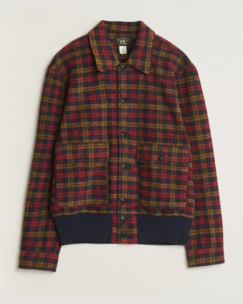 RRL Knit Bomber Jacket Red Multi Mehrfarbig