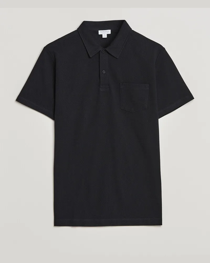 Sunspel Riviera Polo Shirt Black Schwarz