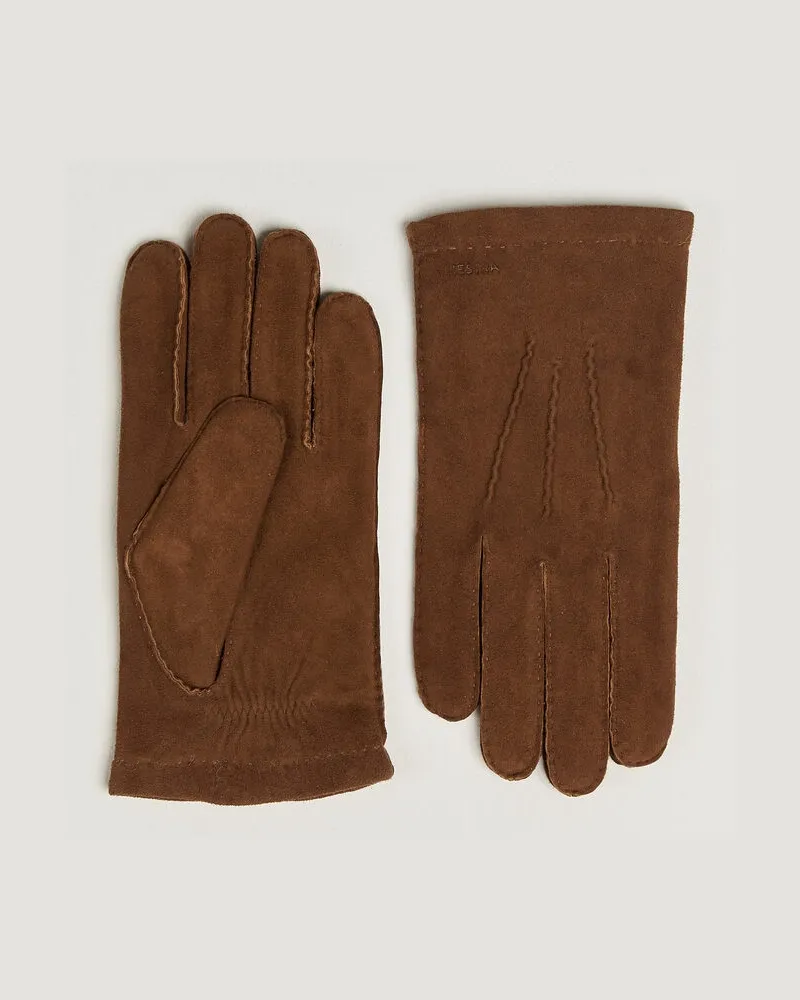 Hestra Arthur Wool Lined Suede Glove Whiskey Braun