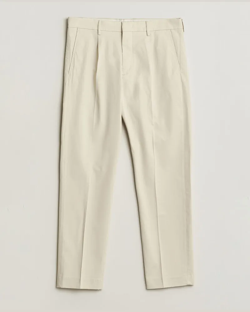 NN 07 Bill Pleated Trousers Ivory Beige
