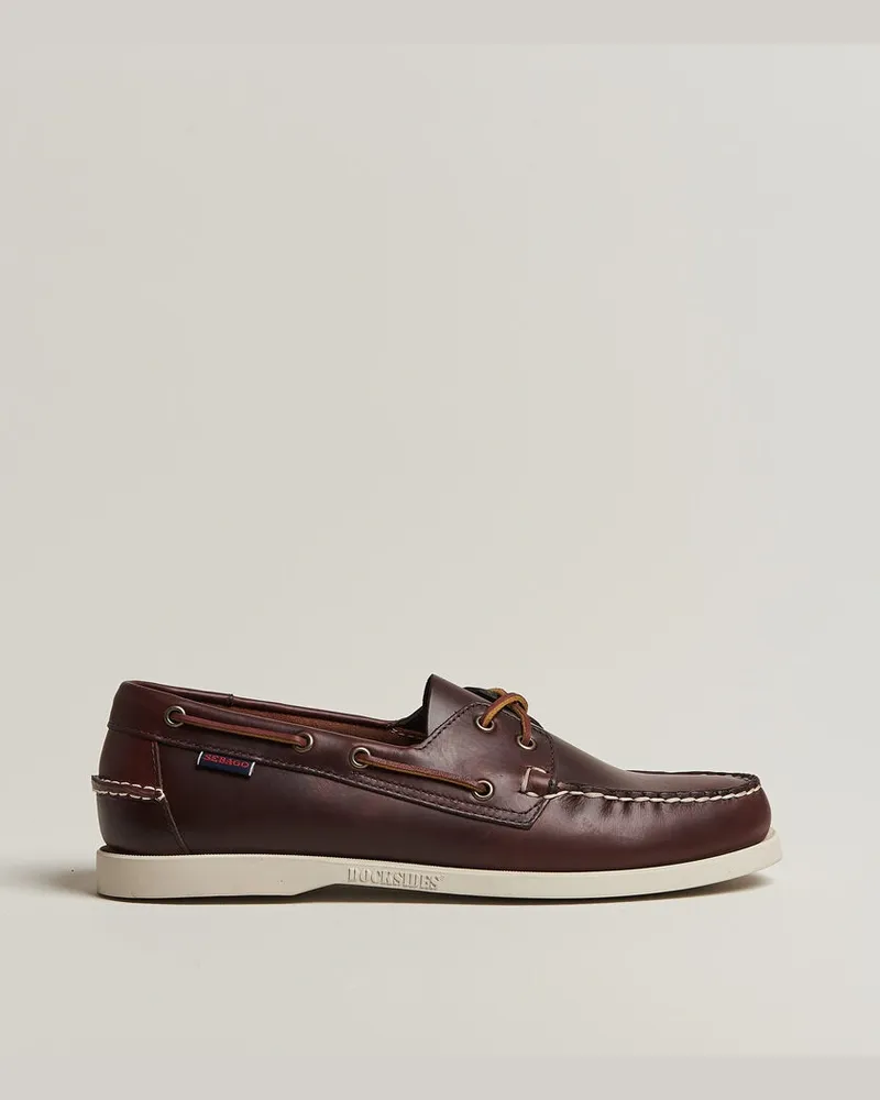 Sebago Docksides Portland Waxed Boat Shoe Dark Brown Braun
