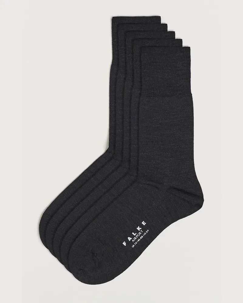 Falke 5-Pack Airport Socks Anthracite Melange Grau