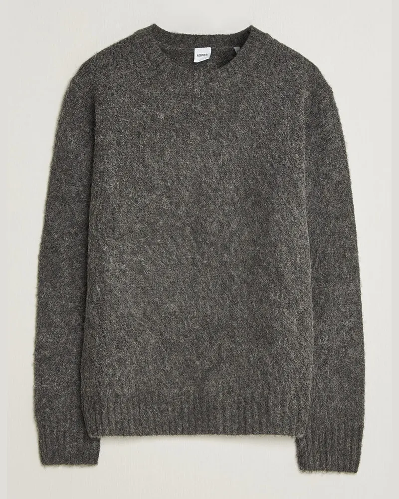 ASPESI Brushed Shetland Sweater Grey Melange Grau