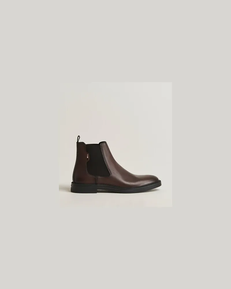 HUGO BOSS Calev Leather Chelsea Boot Dark Brown Braun