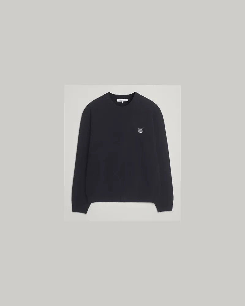 Kitsuné Grey Fox Head Milano Lambswool Sweater Classic Navy Blau
