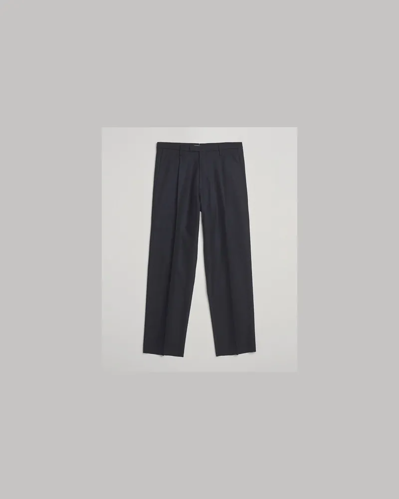 Boglioli Pleated Flannel Trousers Navy Blau
