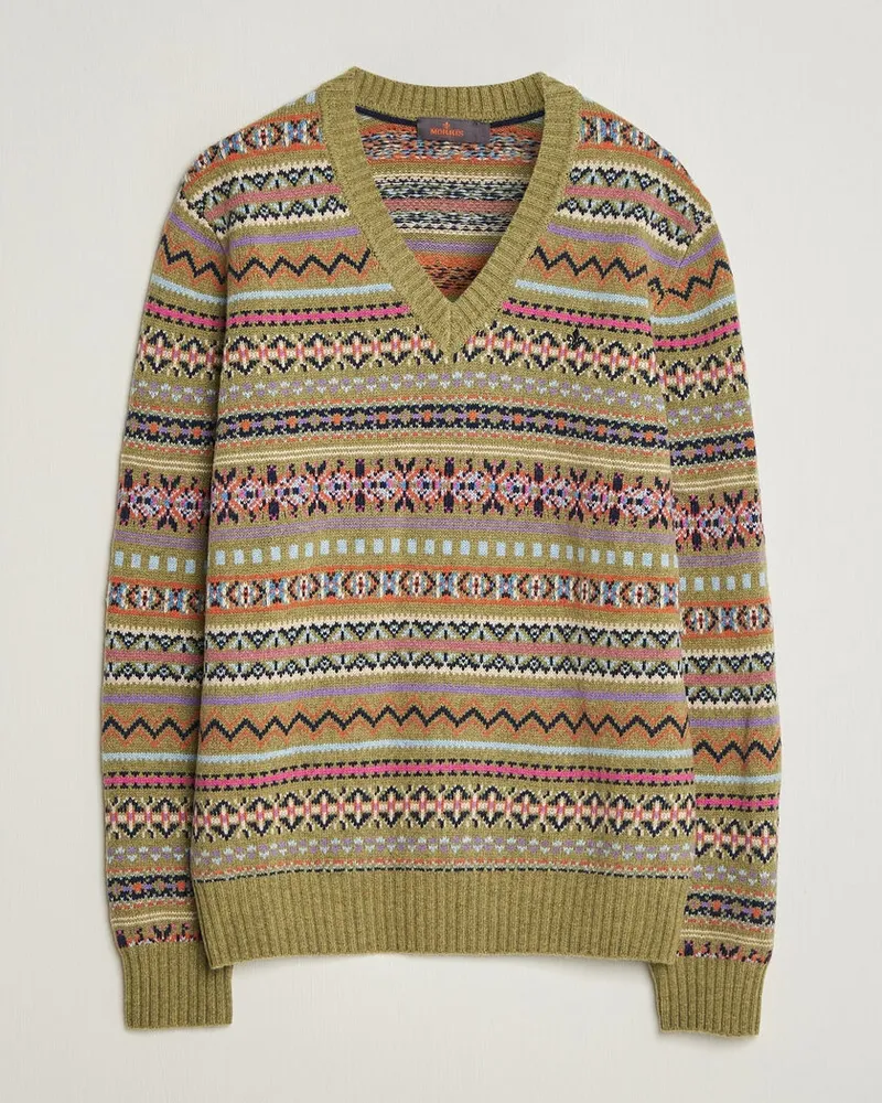 Morris Tavish V-Neck Olive Grün