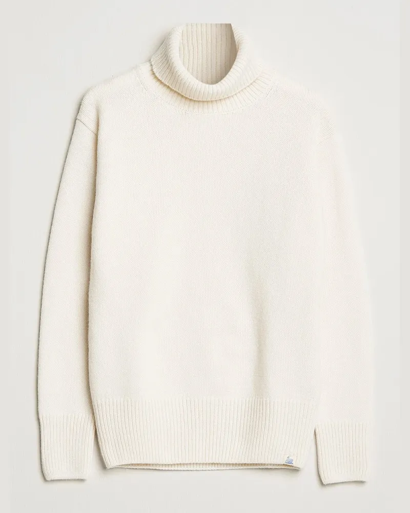Merz b. Schwanen Merino/Cashmere Knitted Turtleneck Nature Weiß