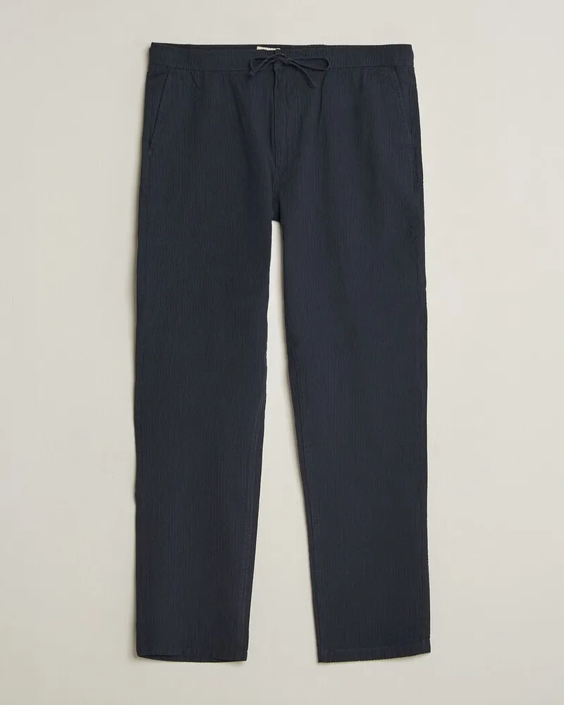 Morris Fenix Seersucker Trousers Dark Blue Blau