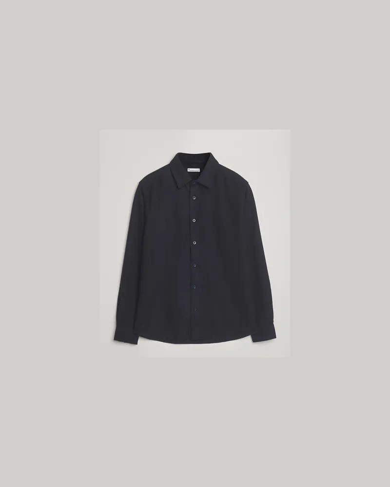 Knowledge Cotton Apparel Merino Wool Overshirt Night Sky Blau