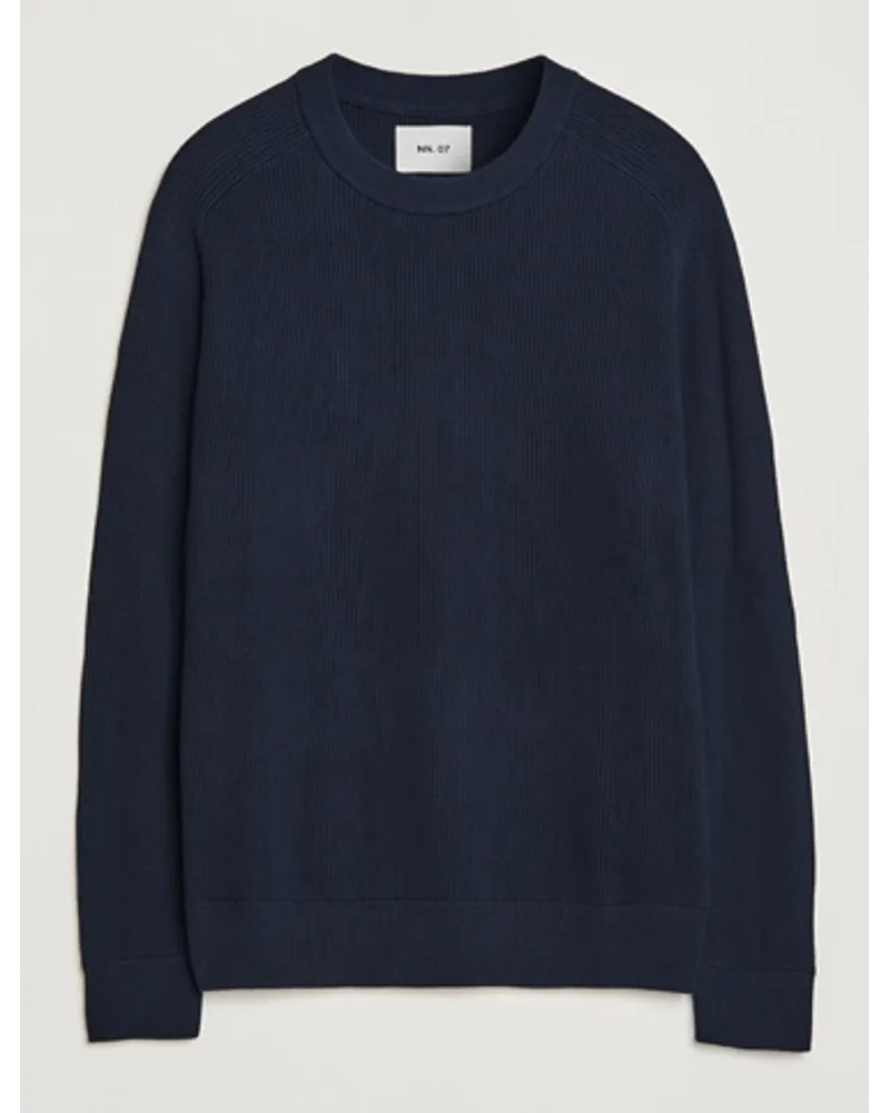 NN 07 Kevin Baumwoll Stricked Sweater Navy Blue Blau