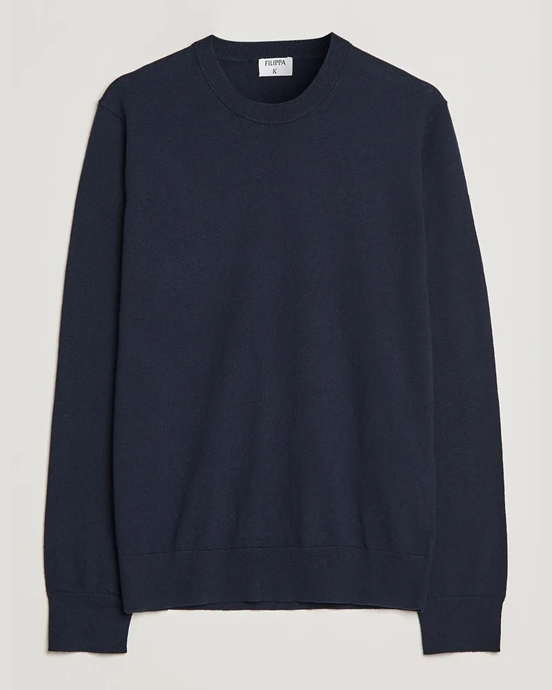 Filippa K Cotton Merino Basic Sweater Navy Blau