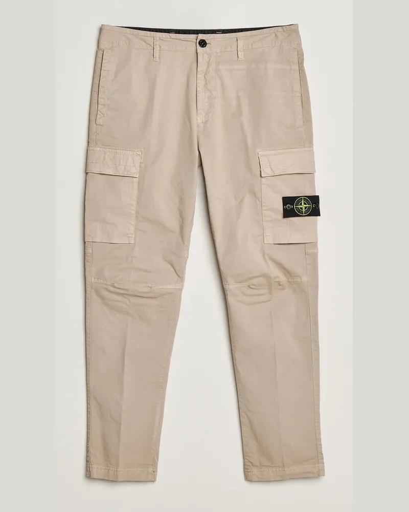 Stone Island Stretch Cotton Twill Cargo Trousers Desert Beige