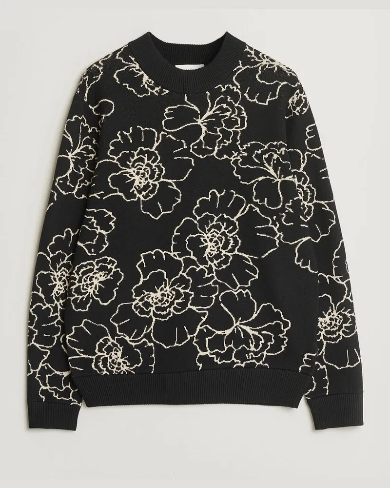 LES DEUX Gaston Poppy Jaquard Knit Black Schwarz