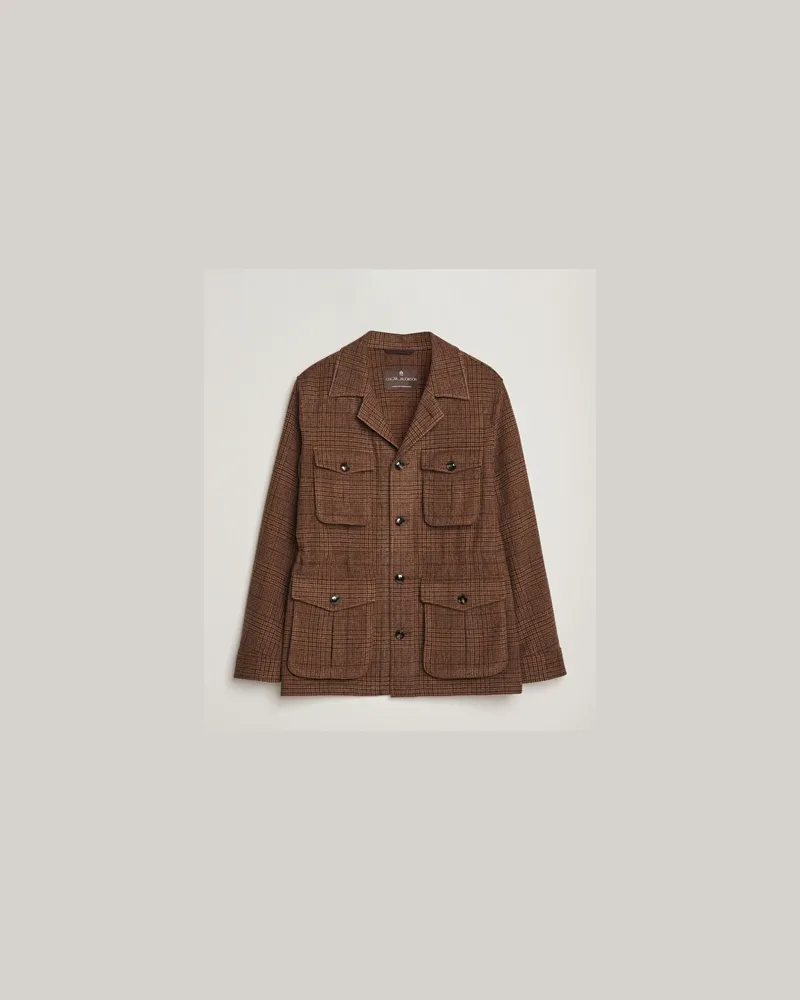 Oscar Jacobson Sirolo Checked Shirt Jacket Brown Braun