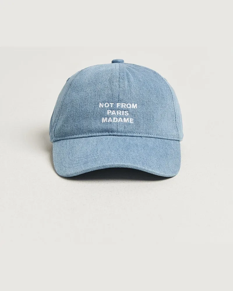 Drôle de Monsieur Slogan Denim Baseball Cap Blue Blau