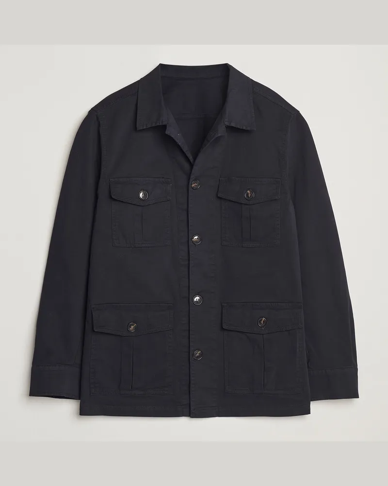 Oscar Jacobson Safari Shirt Jacket Navy Blau