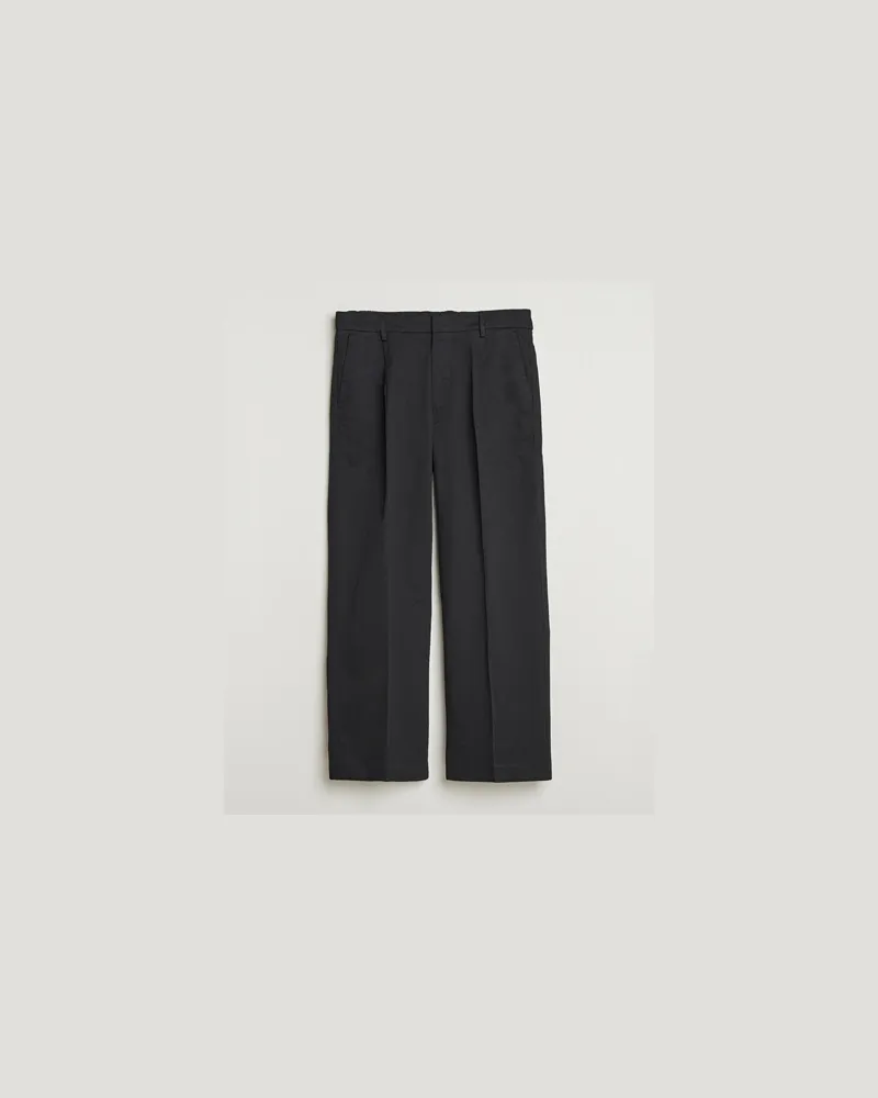 NN 07 Kay Relaxed Fit Pleated Trousers Black Schwarz