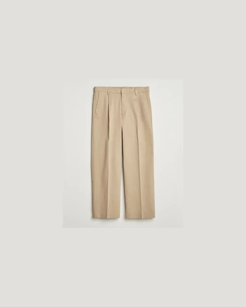 NN 07 Kay Relaxed Fit Pleated Trousers Desert Khaki Beige