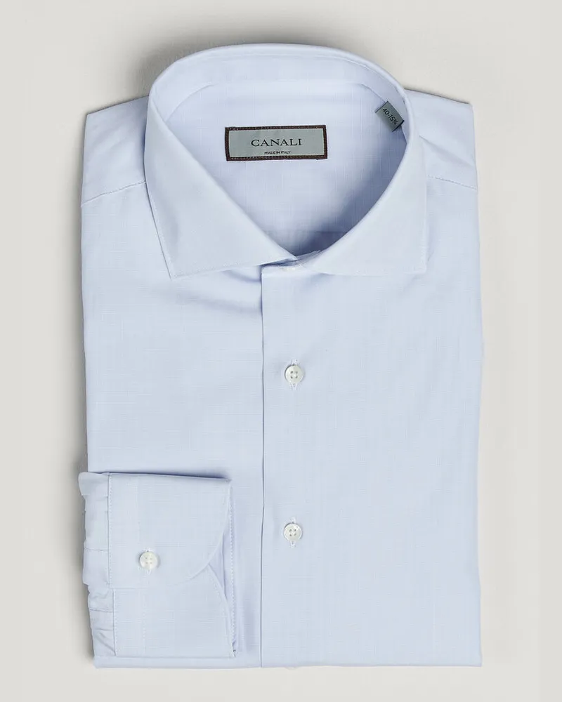 Canali Slim Fit Dress Shirt Light Blue Check Blau