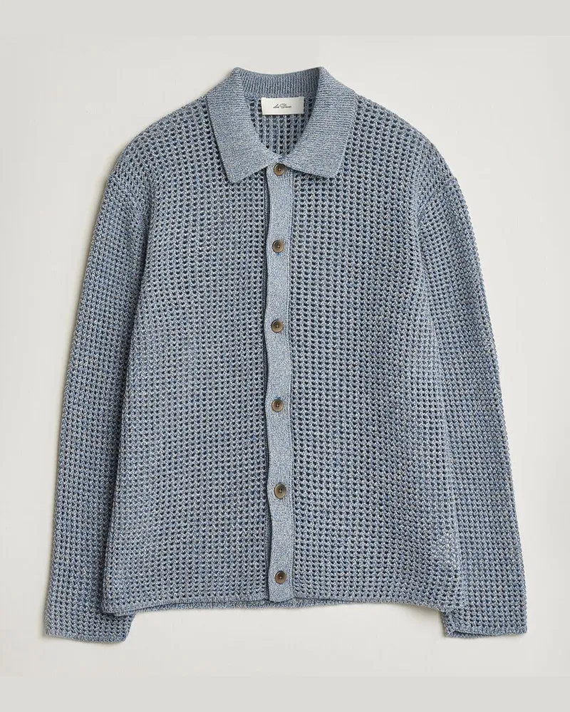 LES DEUX Gerald Knitted Shirt Dark Denim Blue Blau