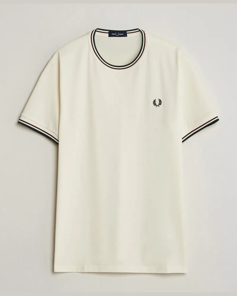 Fred Perry Twin Tipped T-Shirt Ecru Weiß