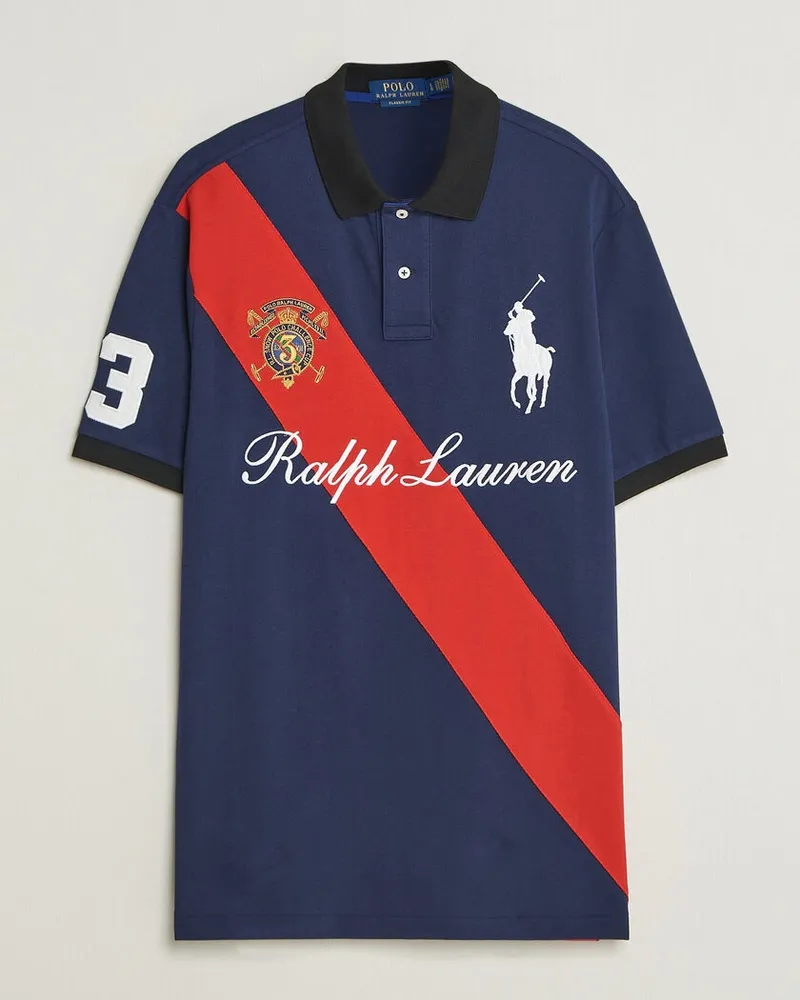 Ralph Lauren Classic Fit Diagonal Stripe Polo Newport Navy Blau