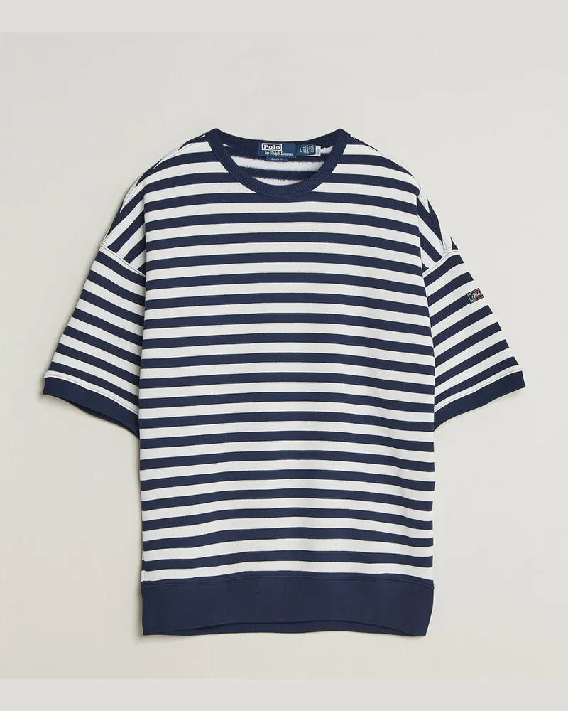 Ralph Lauren Striped Short Sleeve Sweater Newport Navy/White Blau